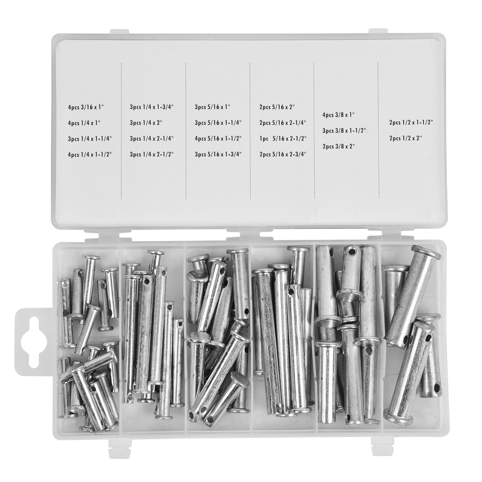 Universal 60 Pieces Clevis Pin Assortment 3/32 in,1/8 in and 5/32in Pin Hole