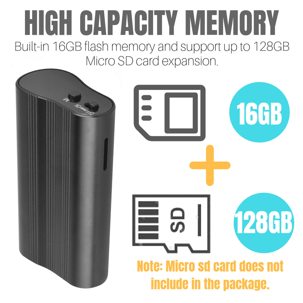500 Hr 16GB Spy Digital Voice Activated Recorder Mini Audio Magnetic MP3 Player.