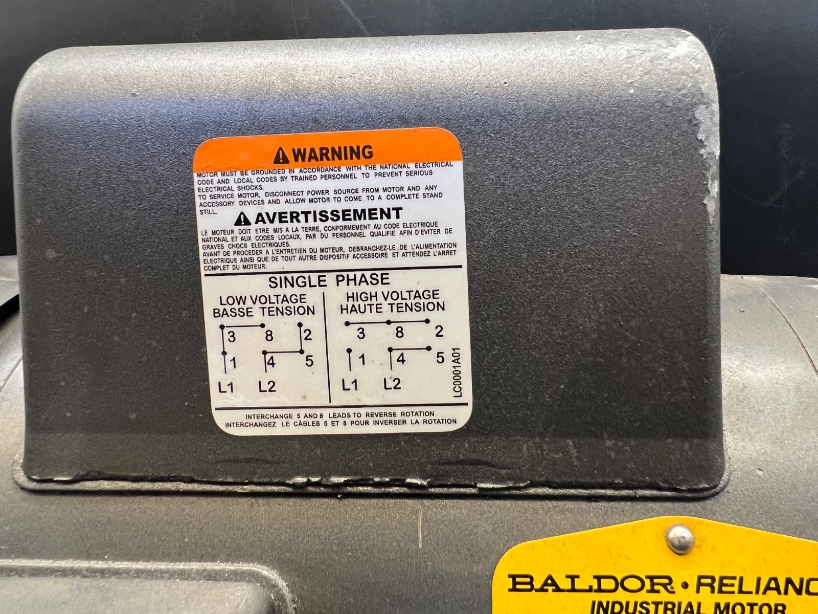 Baldor Reliance Industrial Electric Motor L3507 .75 HP 1725 RPM 34G426Y094