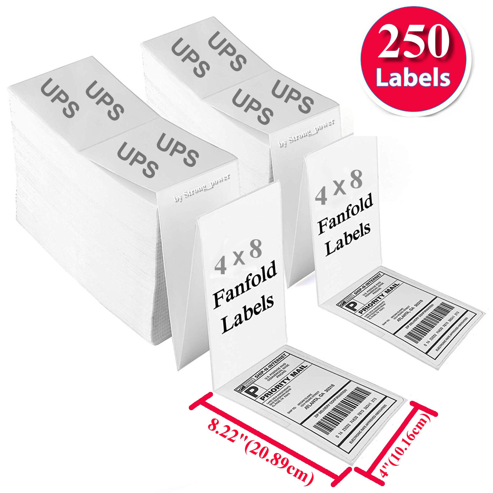 250 Fanfold 4×8 Direct Thermal Label. High Quality. Certified by UPS 4″X8″ Label