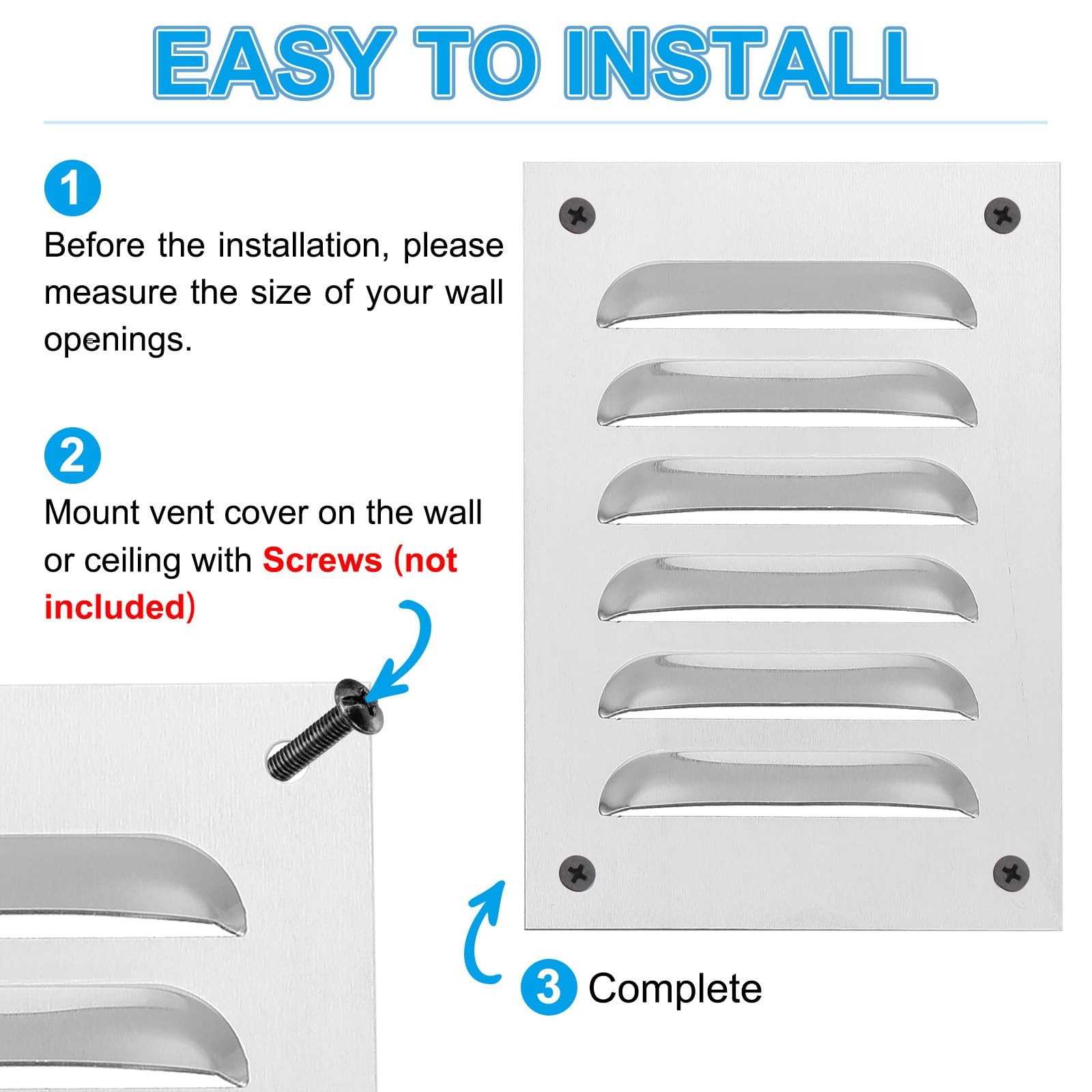 PATIKIL 10×8 Inch Aluminum Vent Cover, Screen Air Grille Inch, Gray
