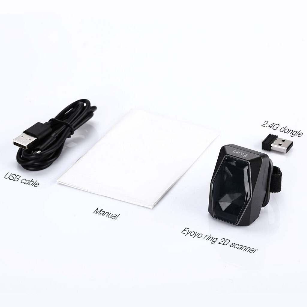 Eyoyo 2D QR Code Ring Barcode Scanner Wireless Reader for POS PC Mac OS Used