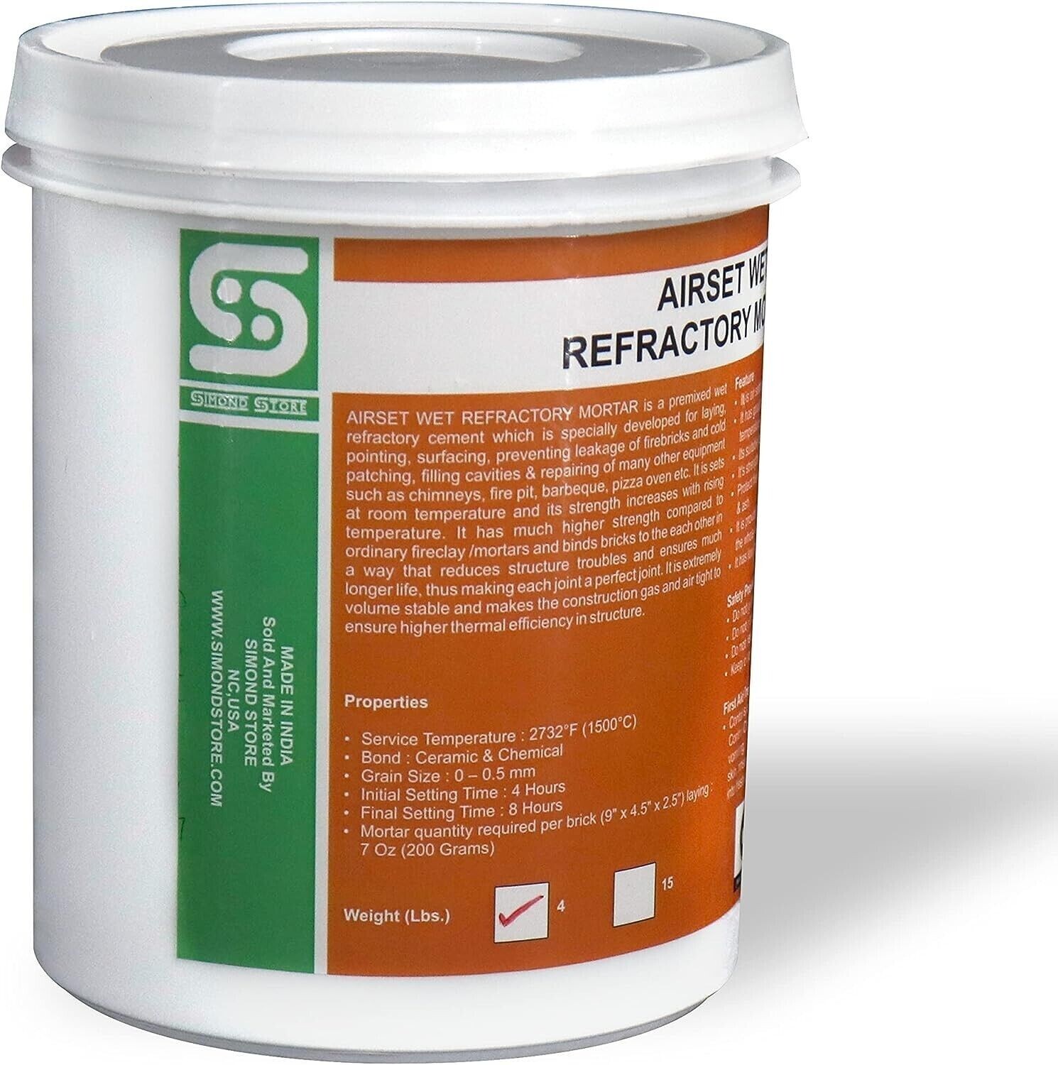 4 lbs Wet Refractory Mortar 2700F For Ceramic Fiber Firebrick Forge Kiln