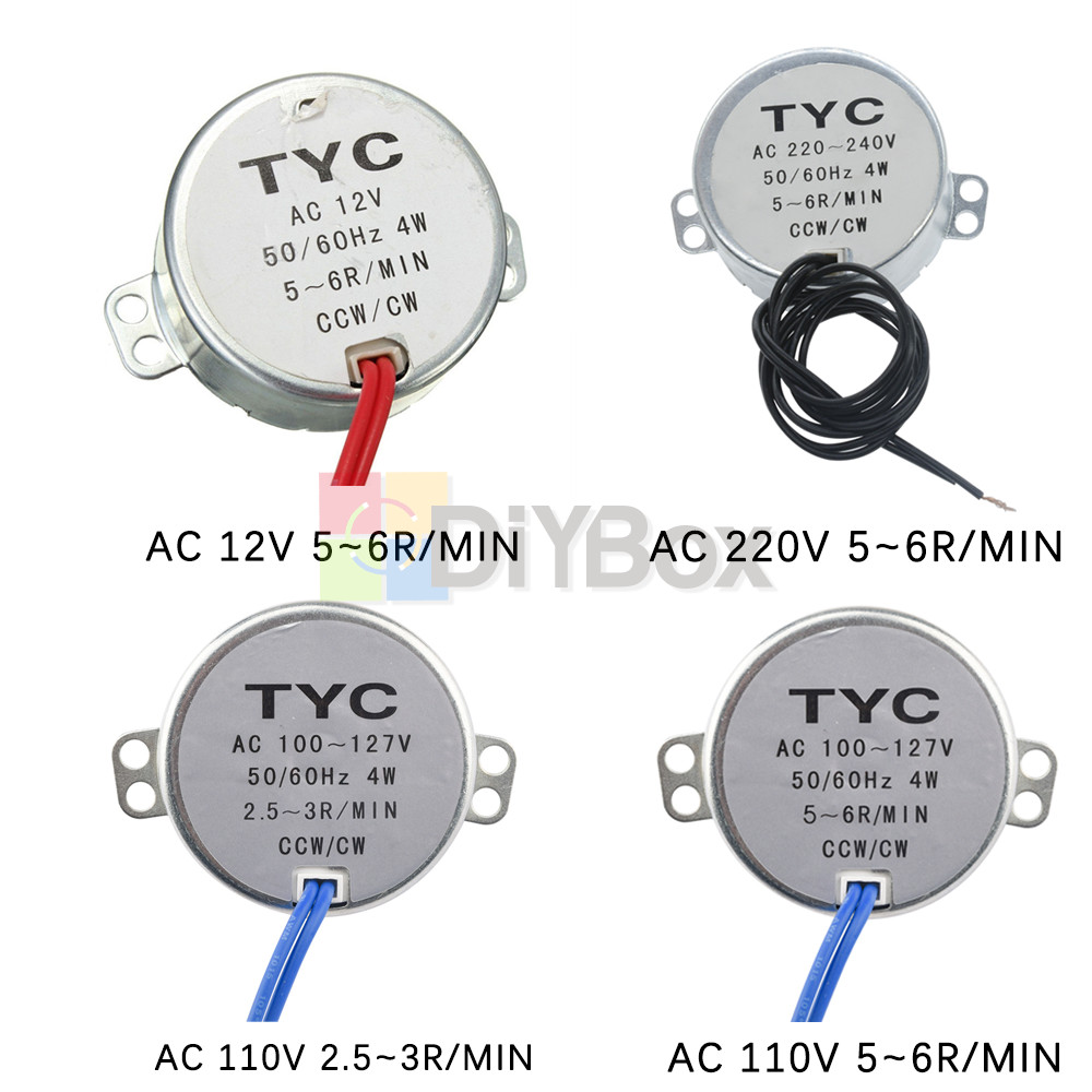 AC 12V/110V/220V 4W 50/60Hz Synchronous Motor 2.5/3/5/6RPM For Microwave TYC-50