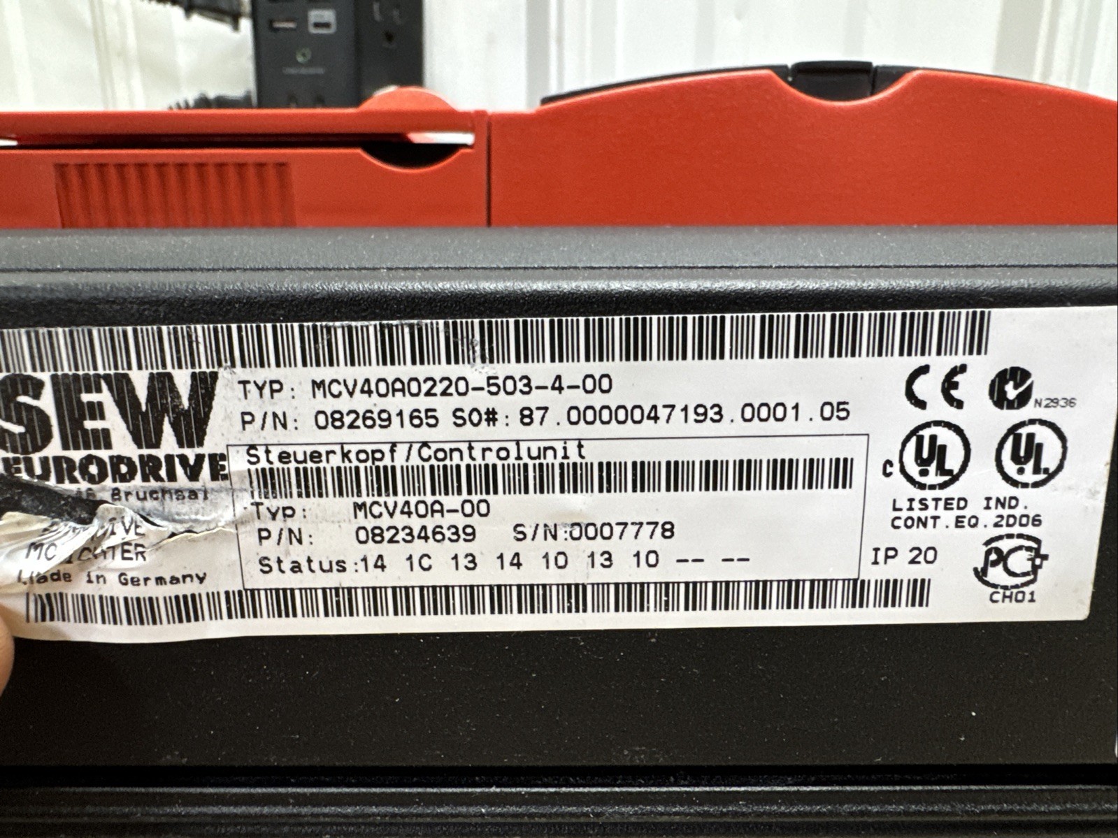 SEW EURODRIVE MOVIDRIVE MCV40A0220-503-4-00 08269165 08234639 MCV40A-00