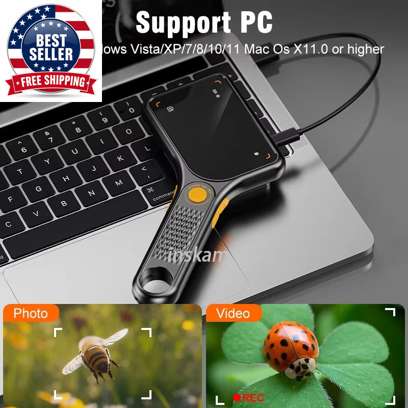 Digital Microscope Handheld 3.0 Inch IPS Color Screen Autofocus 2MP Coin Video M