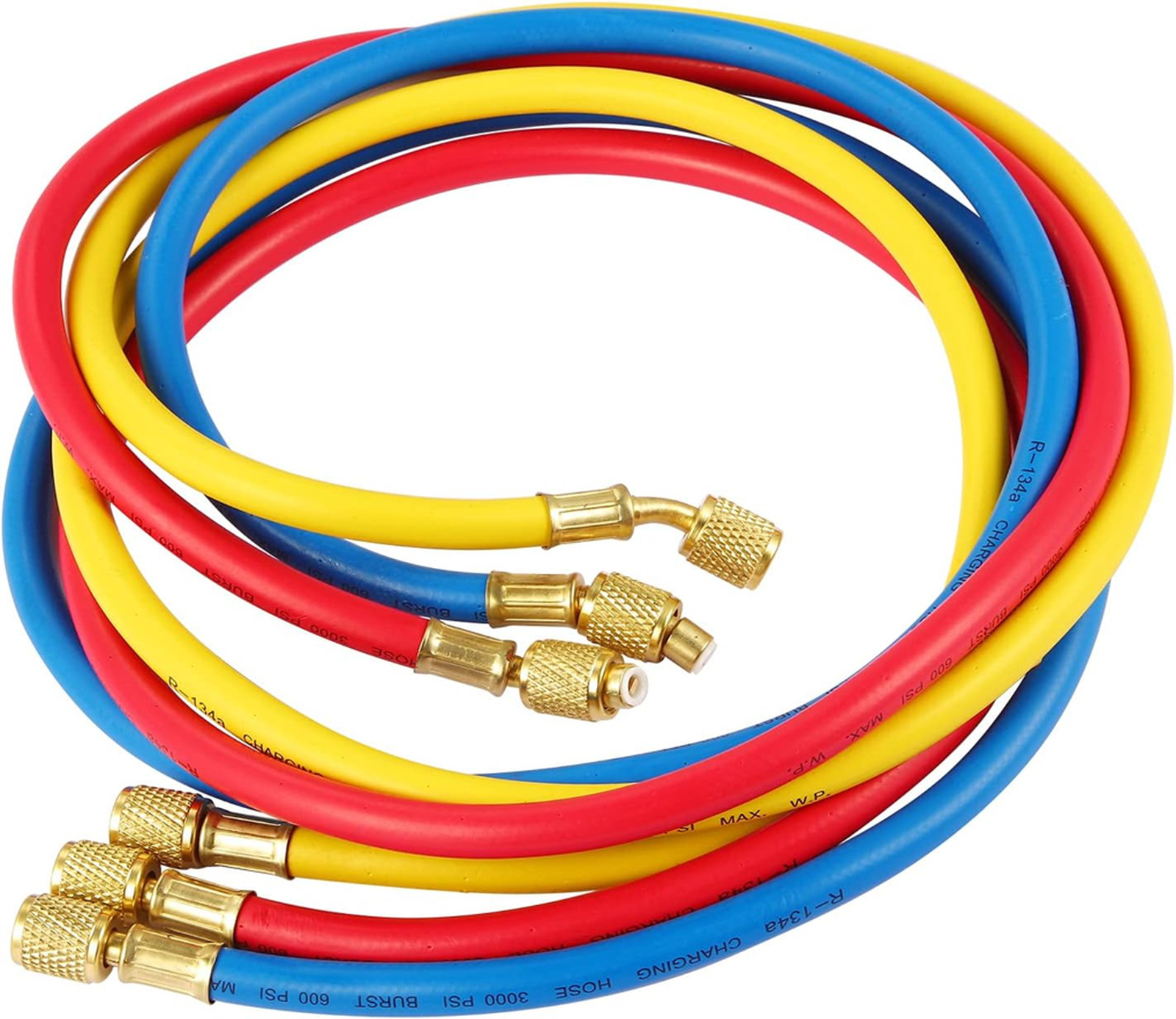 3 Piece AC Manifold Gauge Hose Kit for R134A R404A R12 R502 with 1/4 Inch