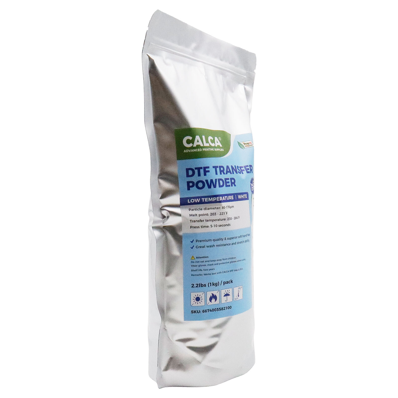 CALCA TPU DTF Powder White for DTF Printer(2.2lbs, 1kg, Fine,Low Temperature)