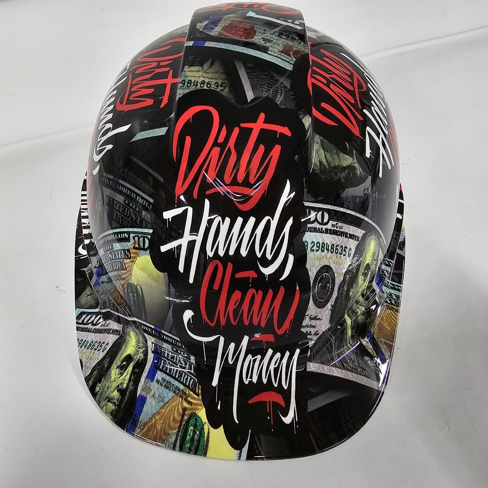 CAP STYLE hard hat custom hydro dipped IN DIRTY HANDS CLEAN MONEY NEW