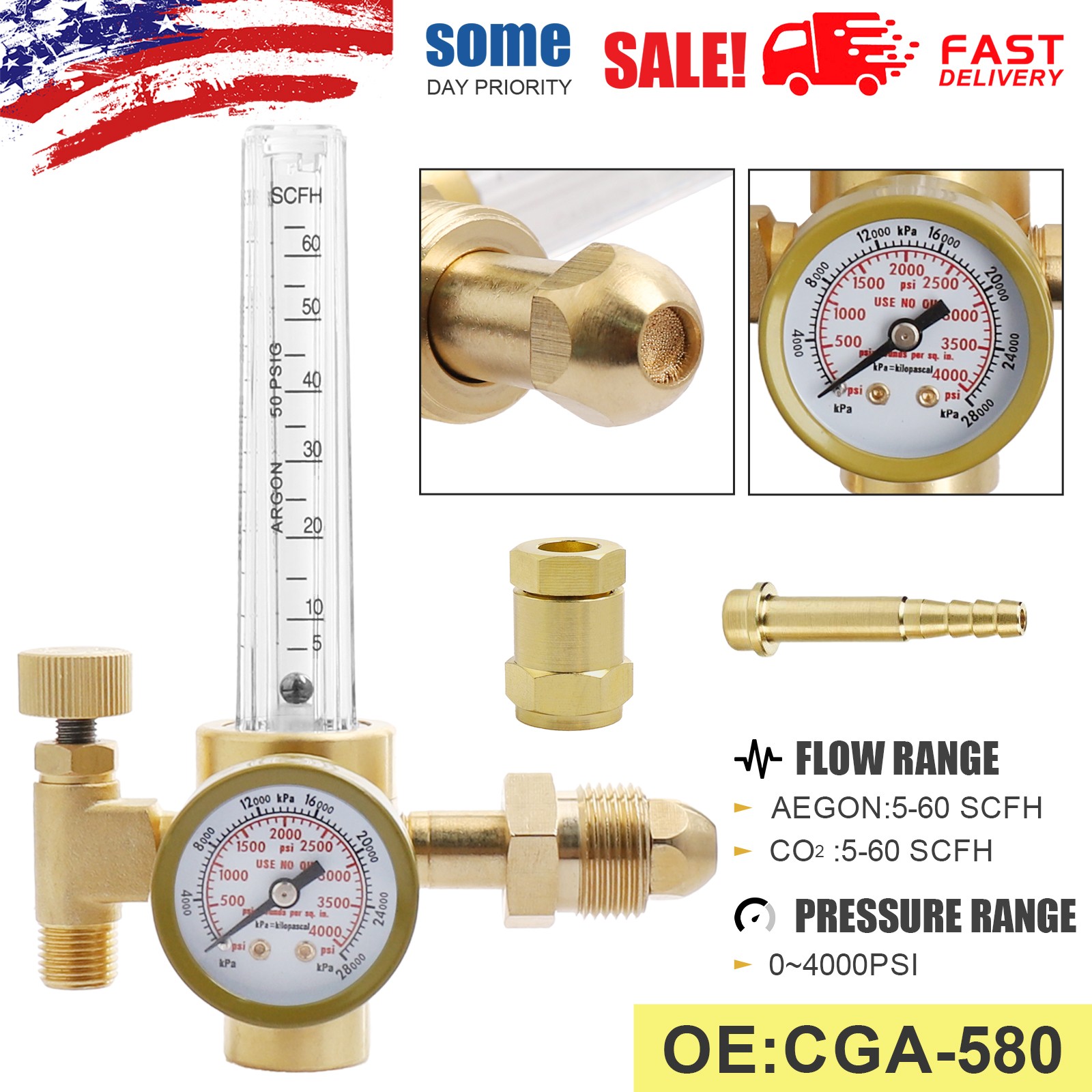 Mig Tig Flow Meter Regulator Argon CO2 Gas Welder Welding Weld Regulator Gauge