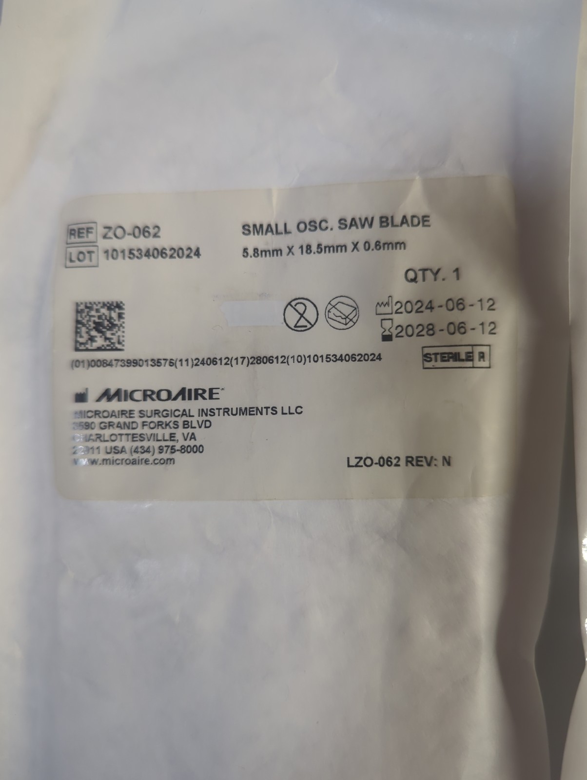 MICROAIRE Small Osc. Saw Blade # ZO-062 (2 Pack) Good Till 6/12/2028