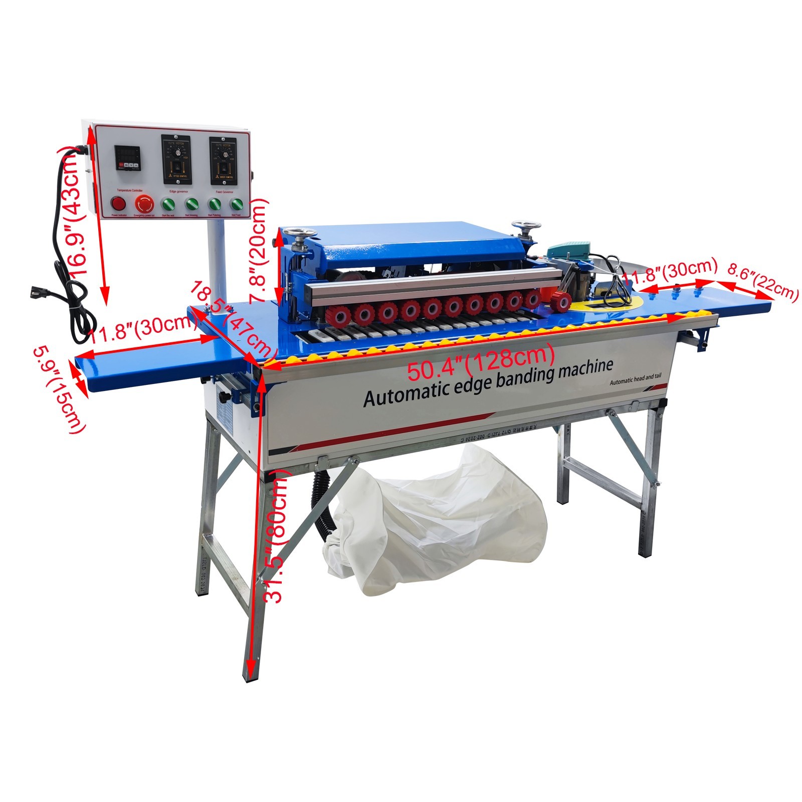 Woodworking Edge Bander for Curve Straight Line Edge Banding W/Dust Device,Stand