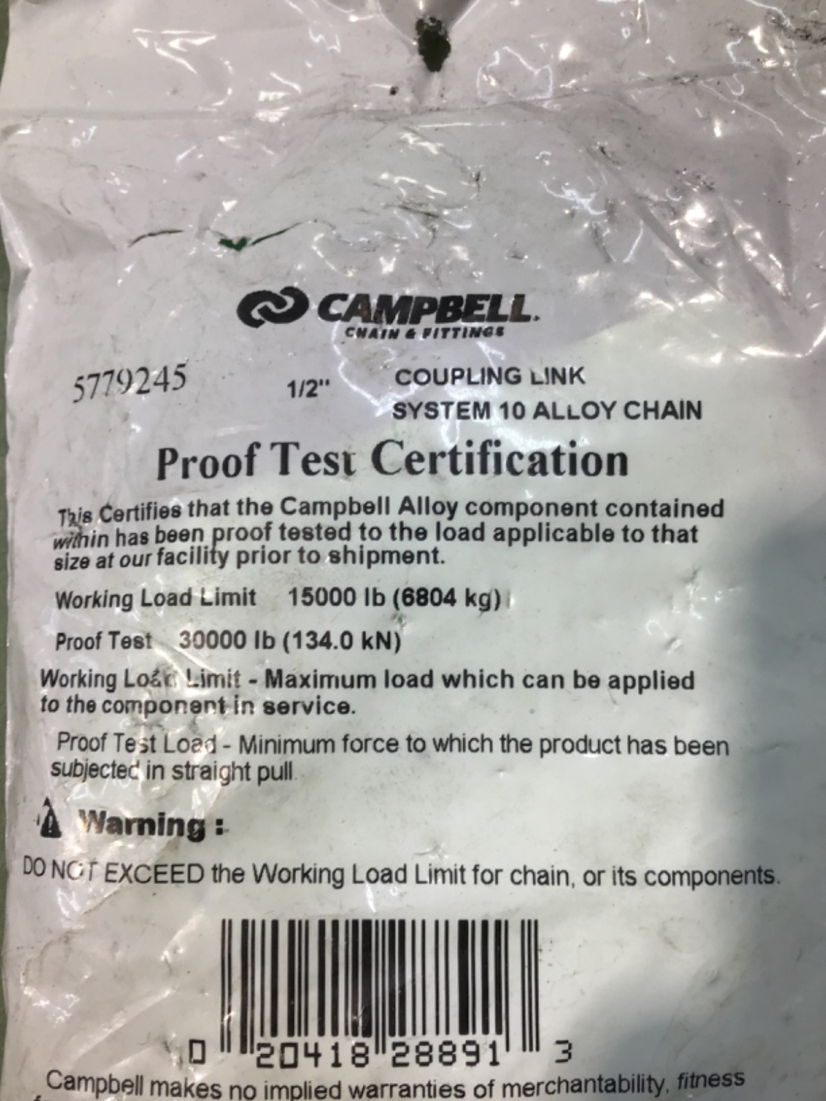 CAMPBELL CHAIN 5779245 1/2″ COUPLING LINKS (SETS OF 2) NEW IN PACKAGE