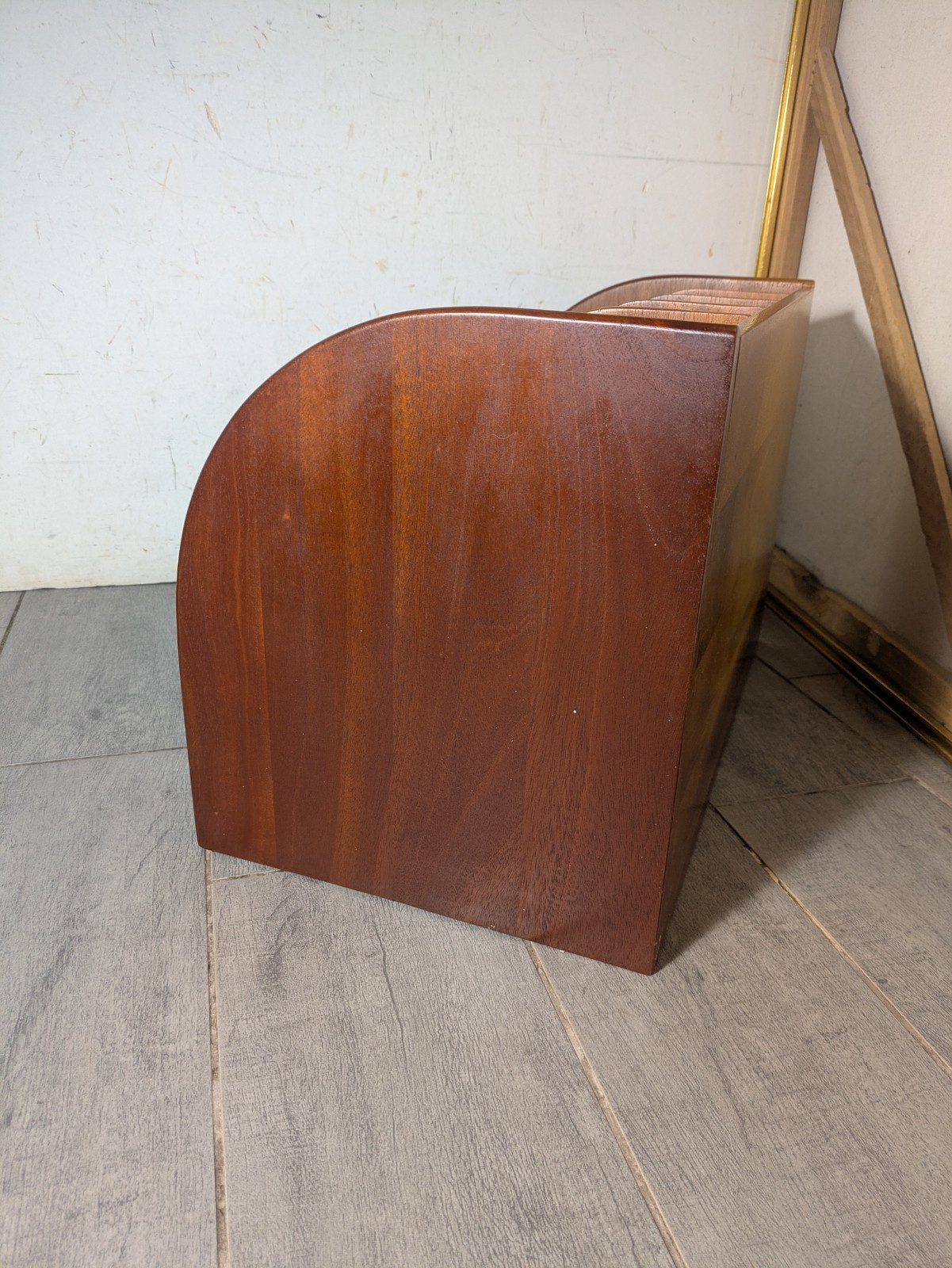 Vintage Mid Century Danish Modern Mahogany Wood Desk Organizer Mail Sorter H66