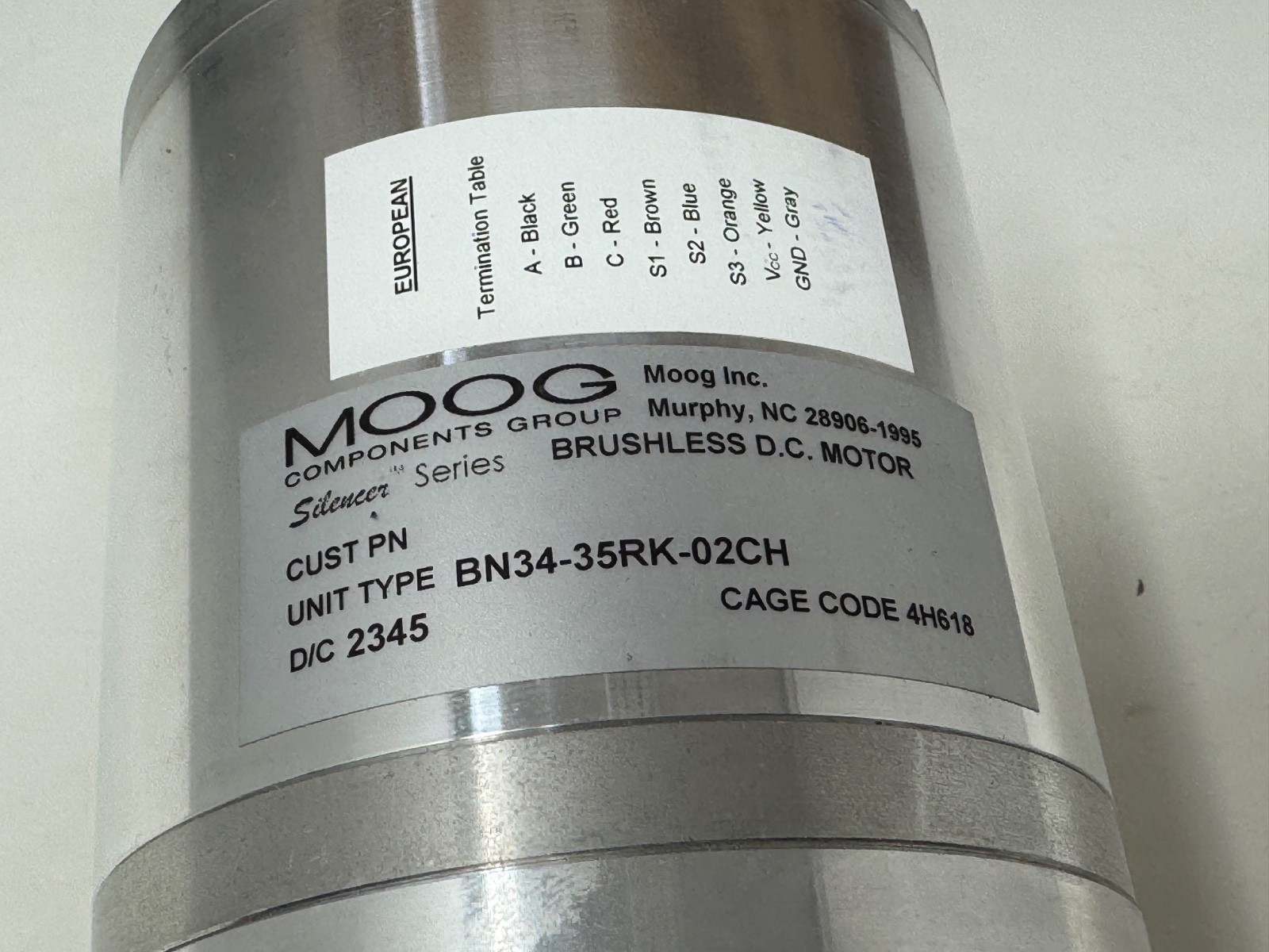 Moog Inside Rotor Brushless motor BN34-35RK-02CH / Wipotec 6603500 IMOT3 777