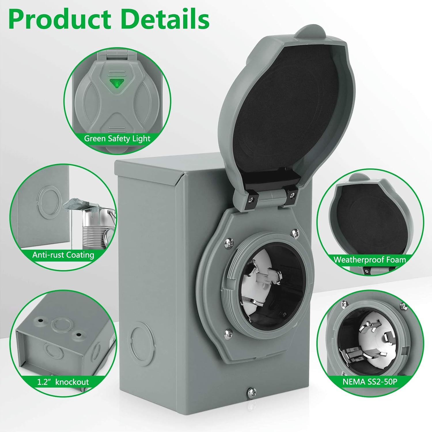 50 Amp Generator Power Inlet Box, ETL Listed NEMA SS2-50P | Power Inlet Box for