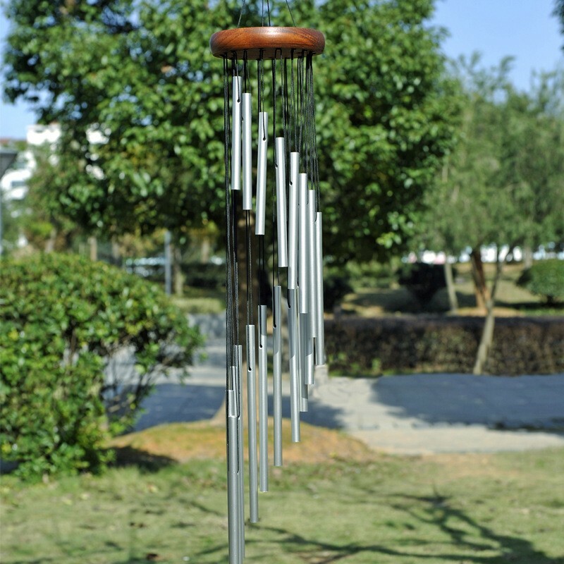 Silver 36 in 18 Tubes Windchime Chapel Bells Wind Chimes Door Hanging Home Decor