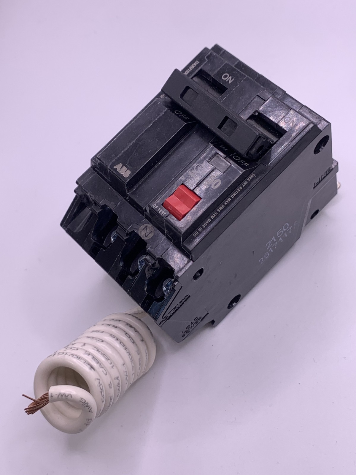 GE THQB2150GFT2 Miniature Circuit Breaker 2 Pole, 50A GFCI, 10kA @ 120/240VAC