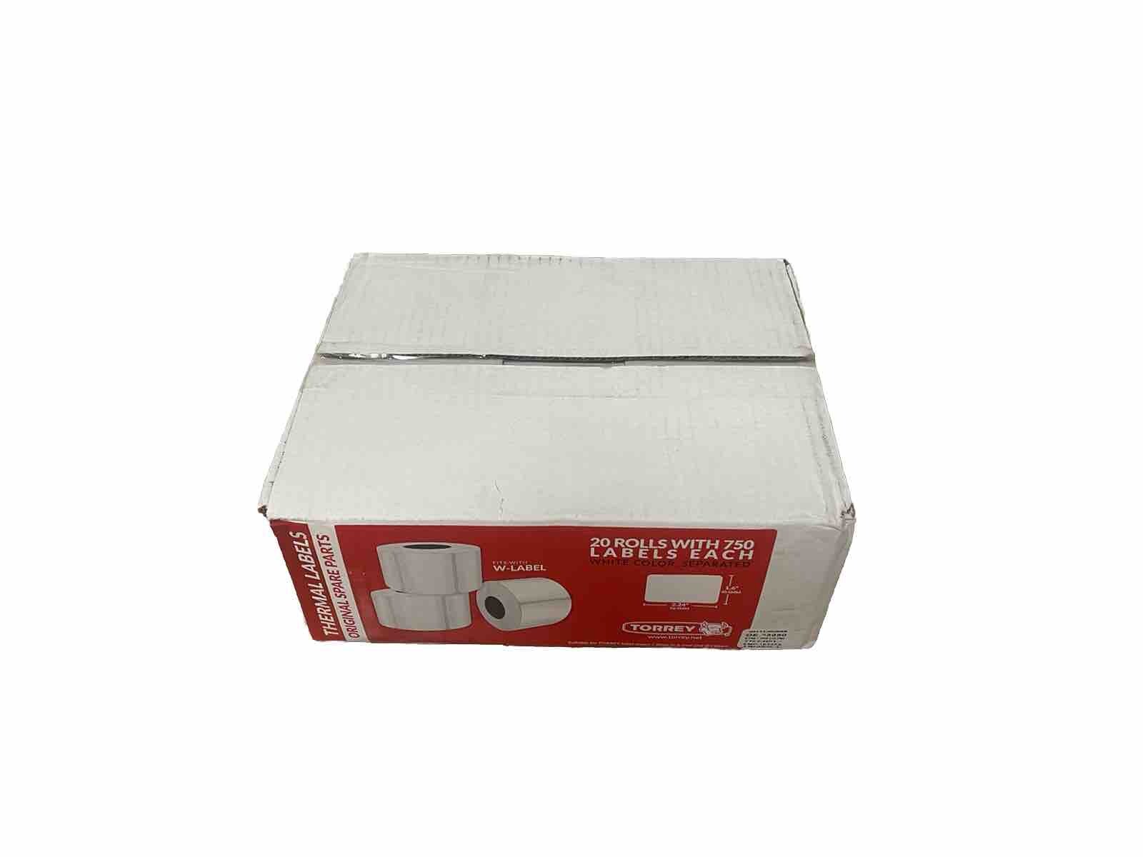OEM Torrey W-Label Scale Blank Standard Thermal Label 1 Case/20 Roll, 750/Roll