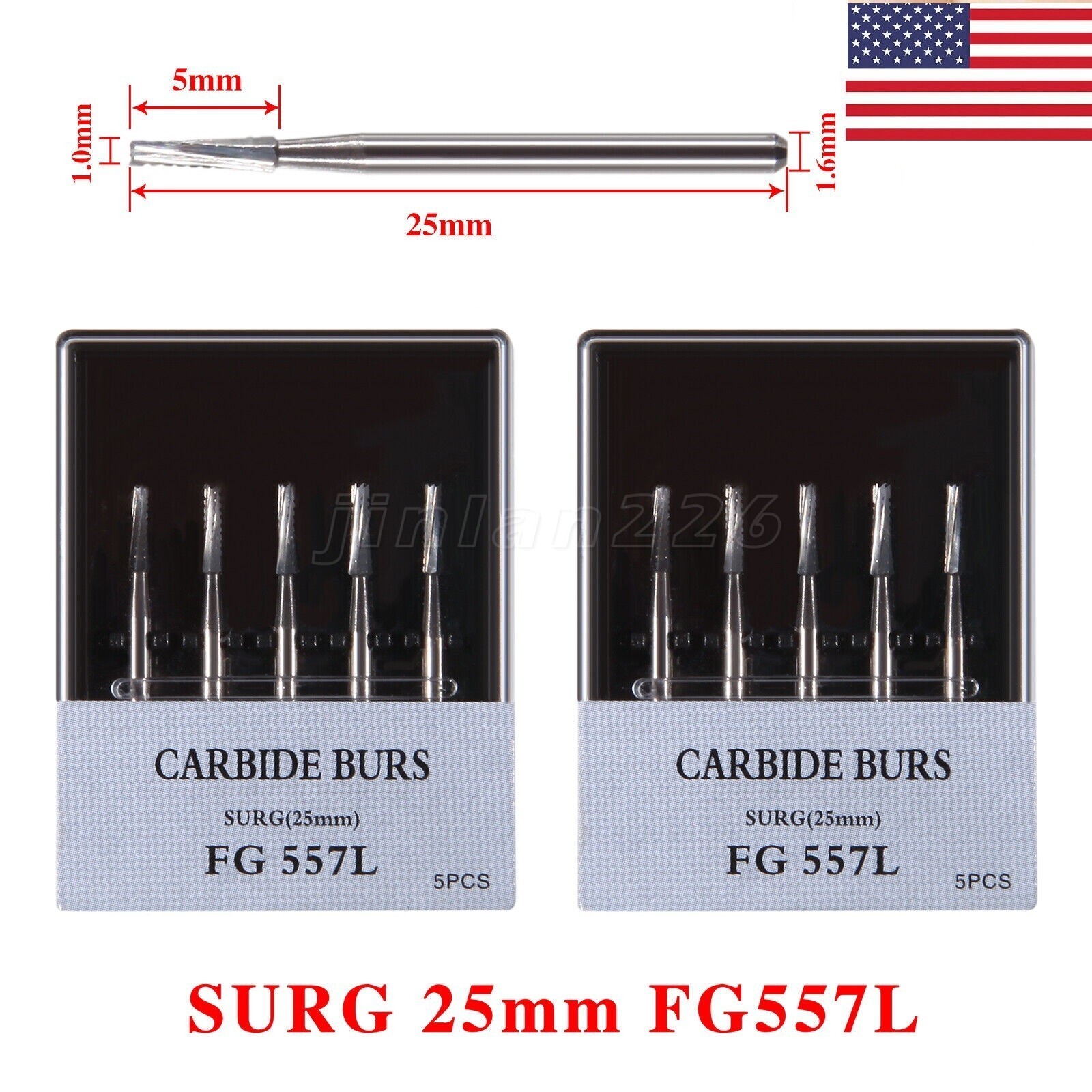 10 FG 557 Surgical Carbide Dental Burs High Speed Handpiece Friction Grip