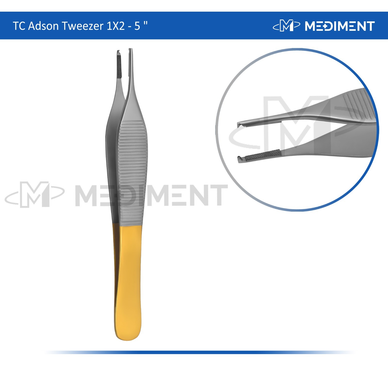 TC Adson Tissue Rat Tooth 1×2 Forceps 5″ Plastic Surgery German Grade