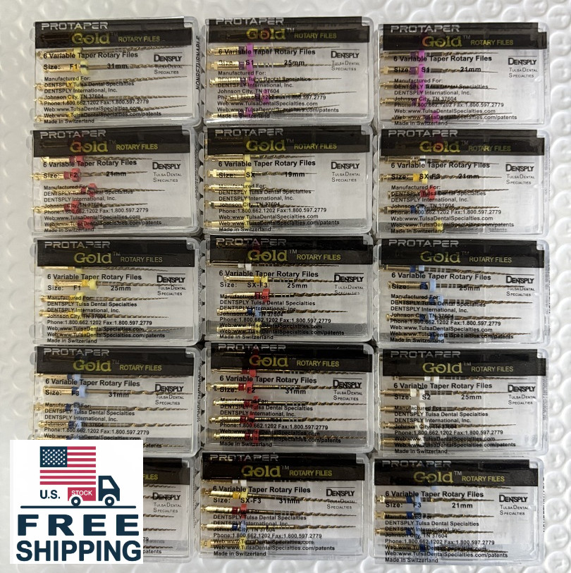 Dentsply ProTaper Gold Rotary Files F1,F2,F3,S1,S2,SX-F3, SX19 25mm 6 file pkg 1