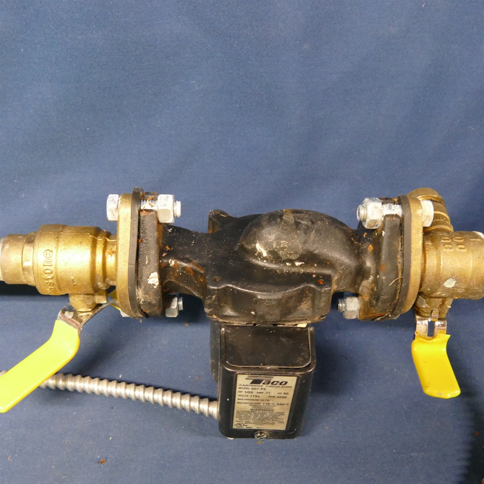 TACO 007-F5 Boiler Water 1/25 HP CIRCULATOR PUMP w/Shutoff valves & Wiring Works
