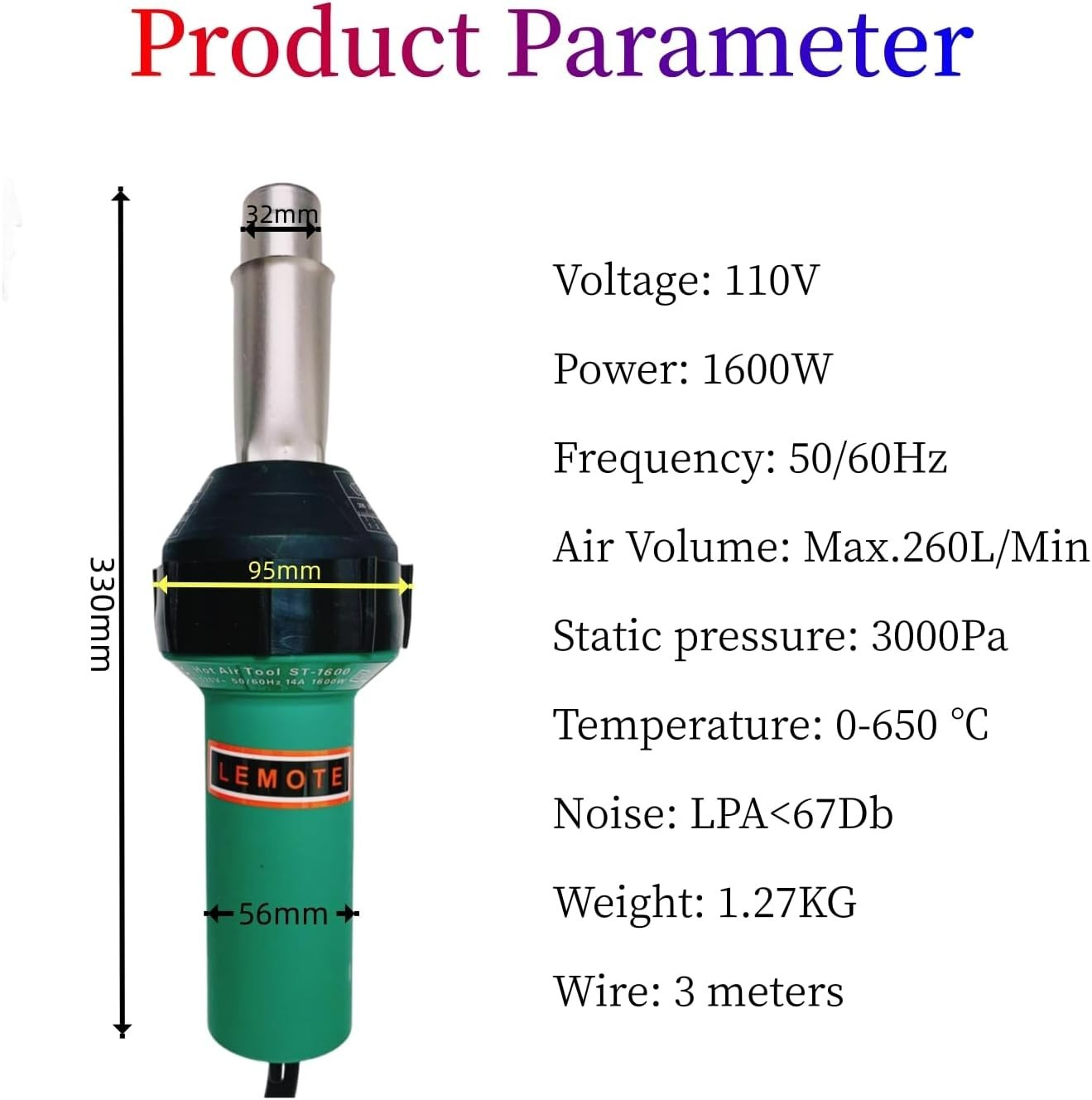 Professional Industrial DIY Electric 1600W Hot Air Gun PVC Roofing Welding Tools