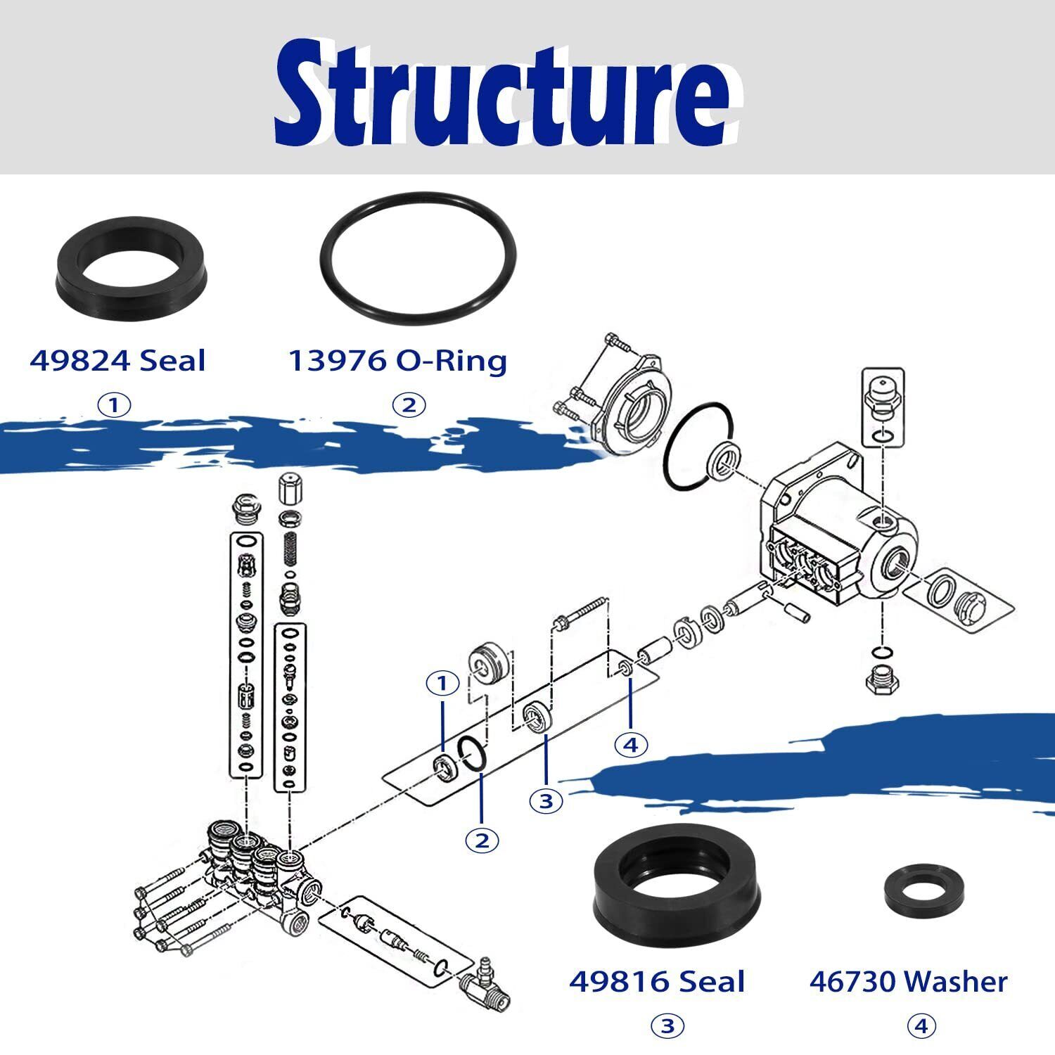 76975 Seal Kit 12Pcs For Cat Pump 4DNX Pumps 4DNX25GSI 4DNX27GSI CAT Seal Kit