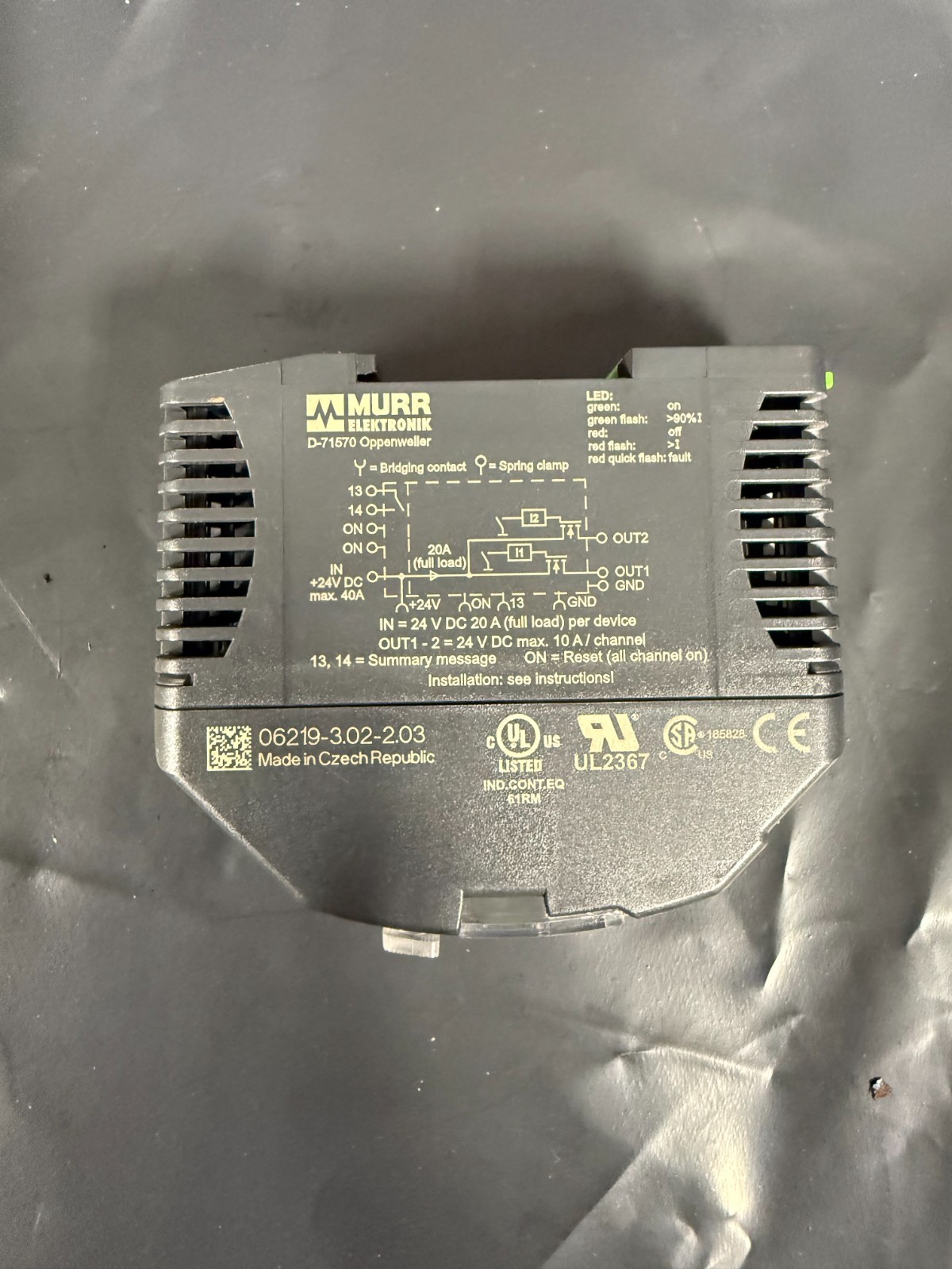 MURR 9000-41042-0401000 MICO 2.10 D-71570 2 Channel Circuit Protector 24VDC