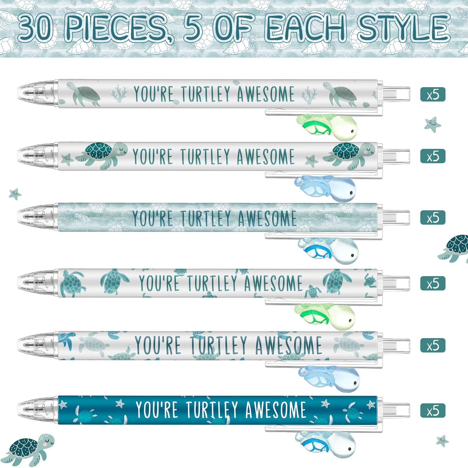 30 Pcs Sea Inspirational Turtle Pens Gifts Cute Ballpoint Pens Bulk Back to S…