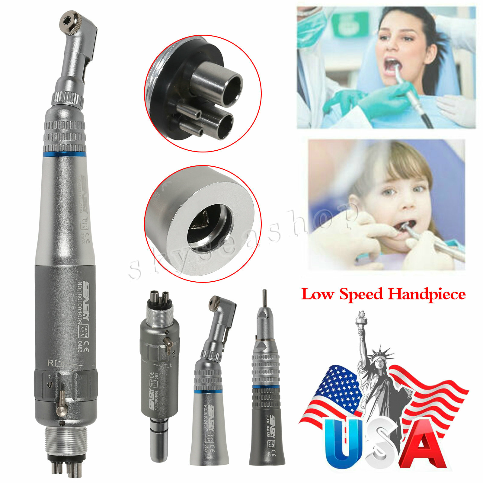 Dental Slow Speed Contra Angle Straight Handpiece Air Motor 2H/4H Micromotor imv