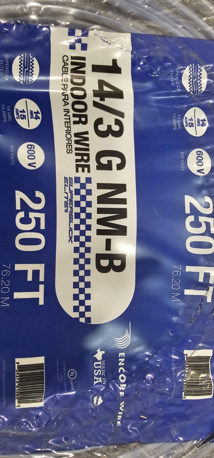 14/3 Wire NM-B/250 Ft. Solid 100% COPPER indoor With Ground