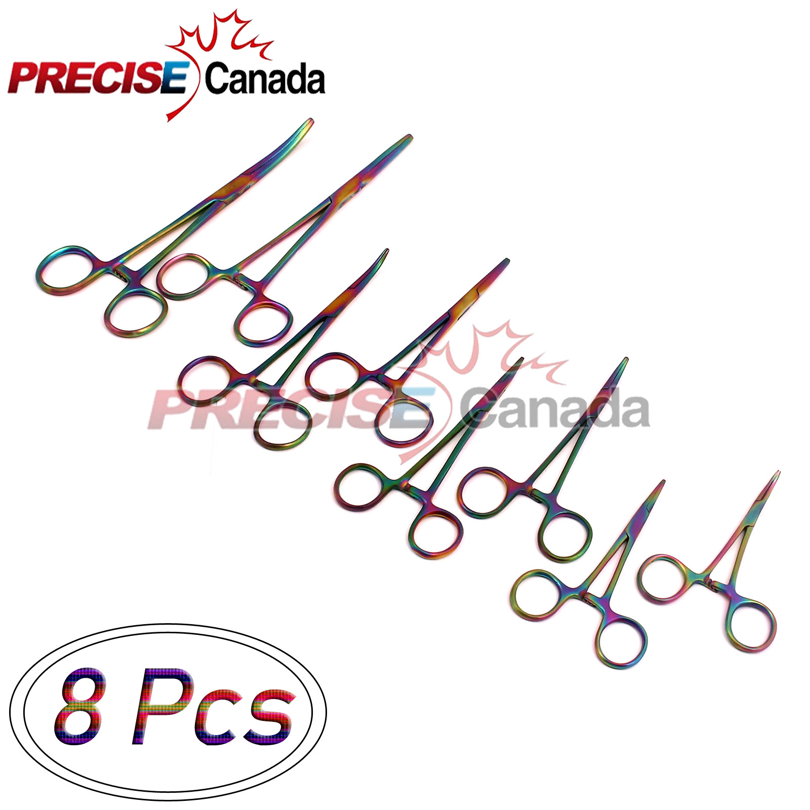 Precise Canada Set Of 8 Multi Color Ultimate Hemostat Forceps Surgical Instru