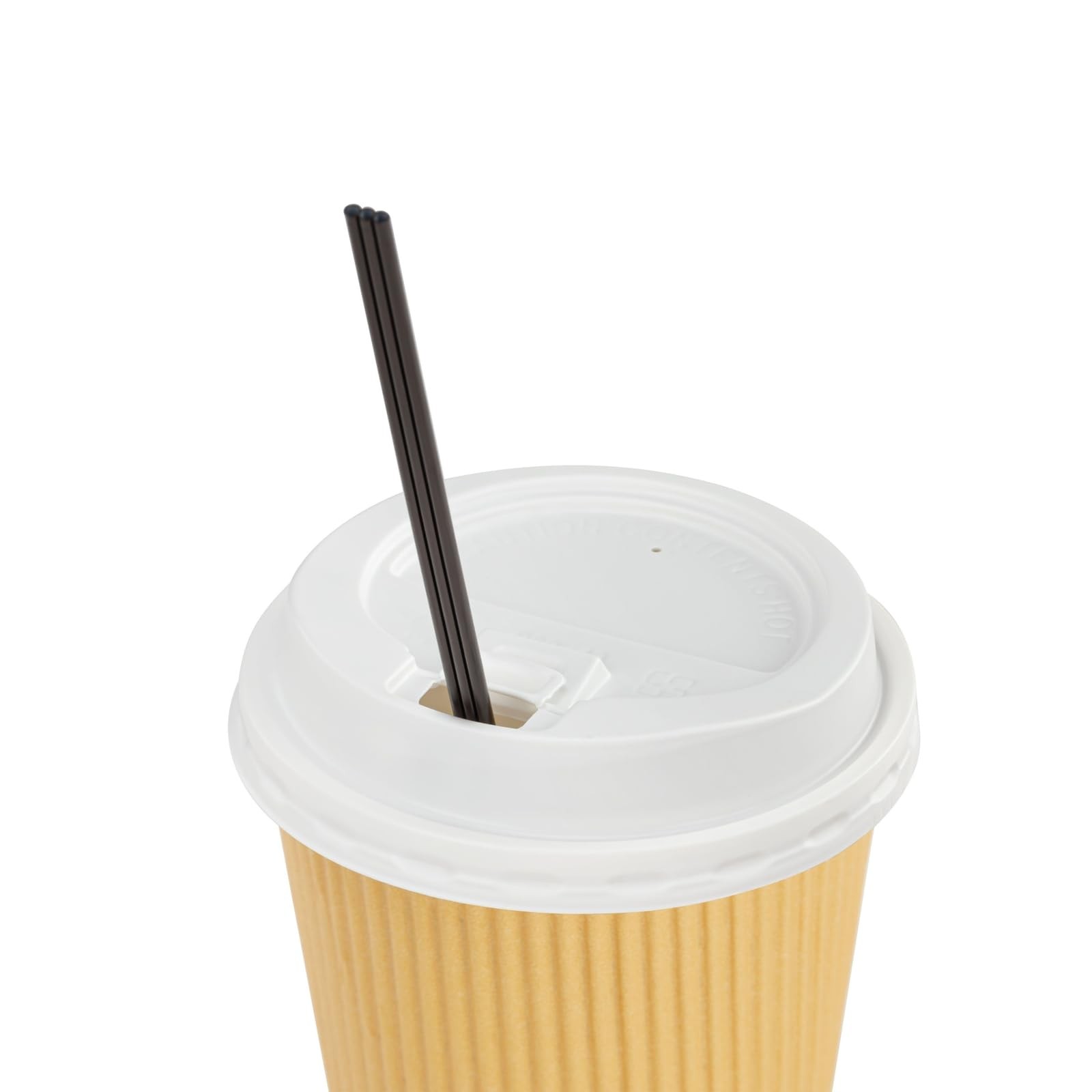 Juvale Disposable Coffee Cups with Lids & Straws 50 Count (Pack of 1), Brown