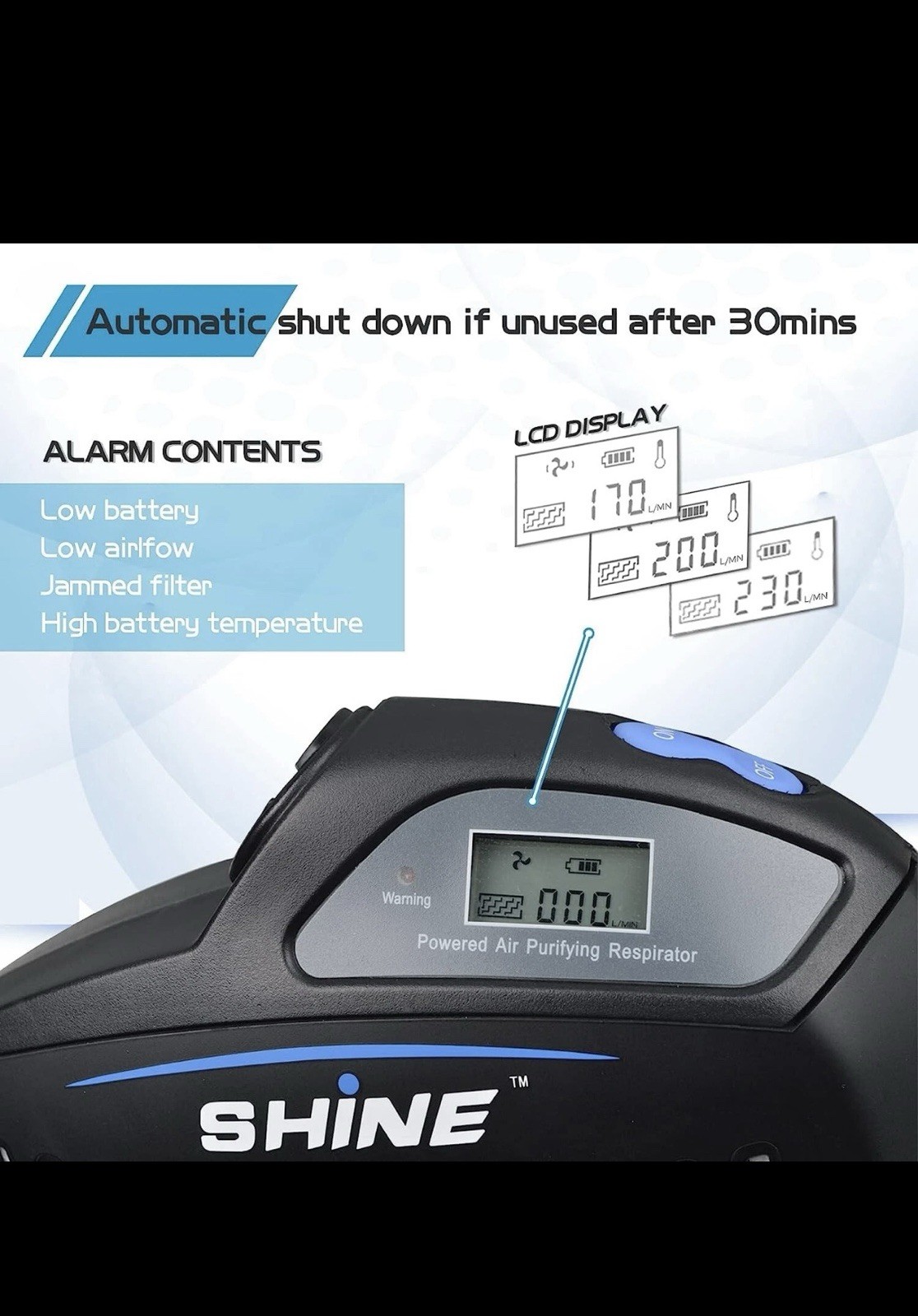 NEW SHINE Air Purifying Respirator, NIOSH Approved 3 Levels Airflow Control