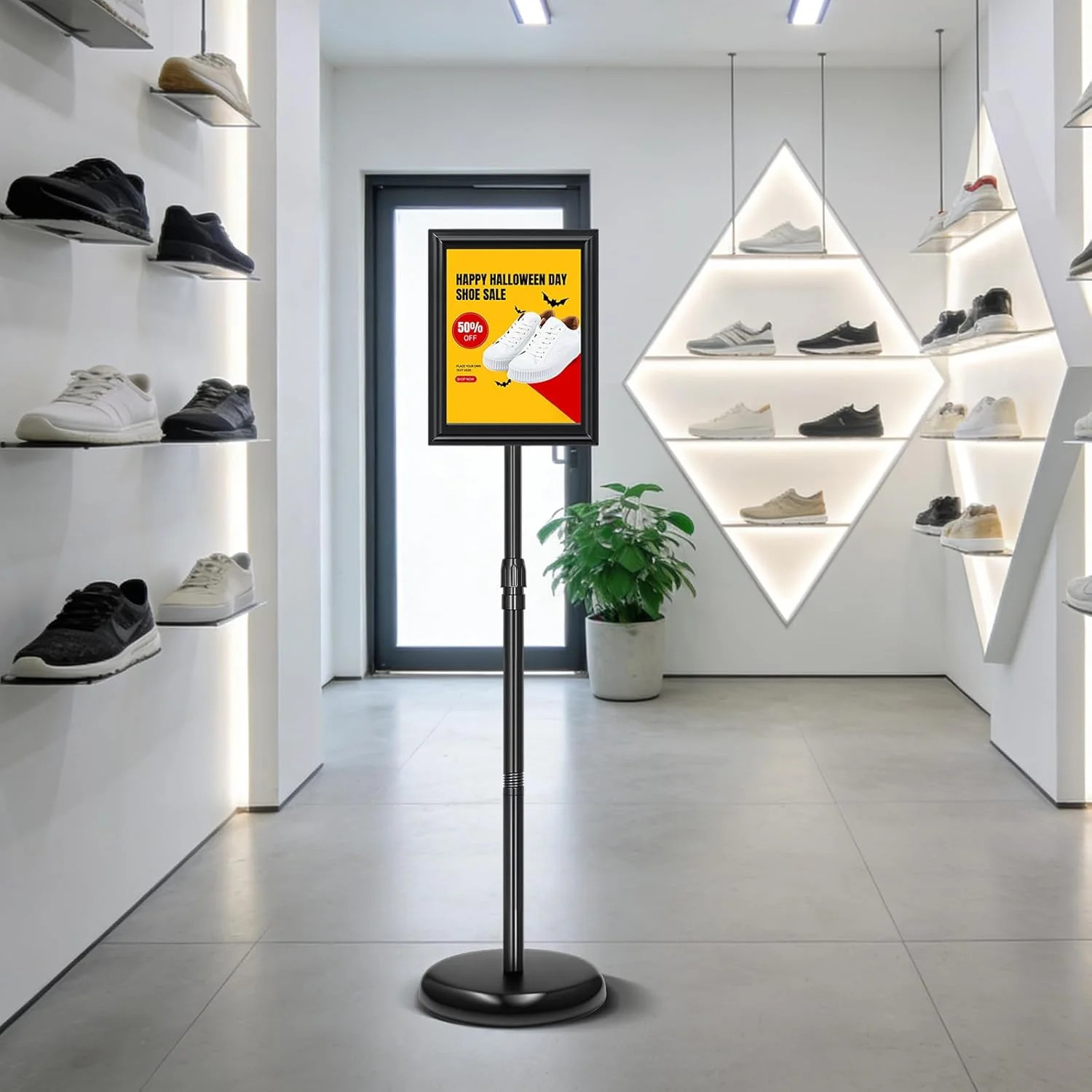 2 Pack Sign Holder Stand 8.5×11 inch, Height Adjustable Floor Standing Signage S