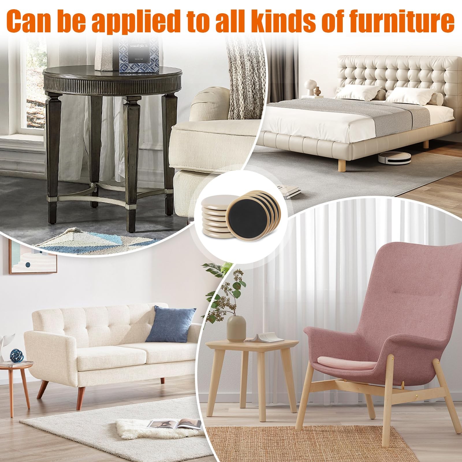 10PCS Furniture Sliders, 3 1/2″ Furniture Sliders for Hardwood Floors, Reusable