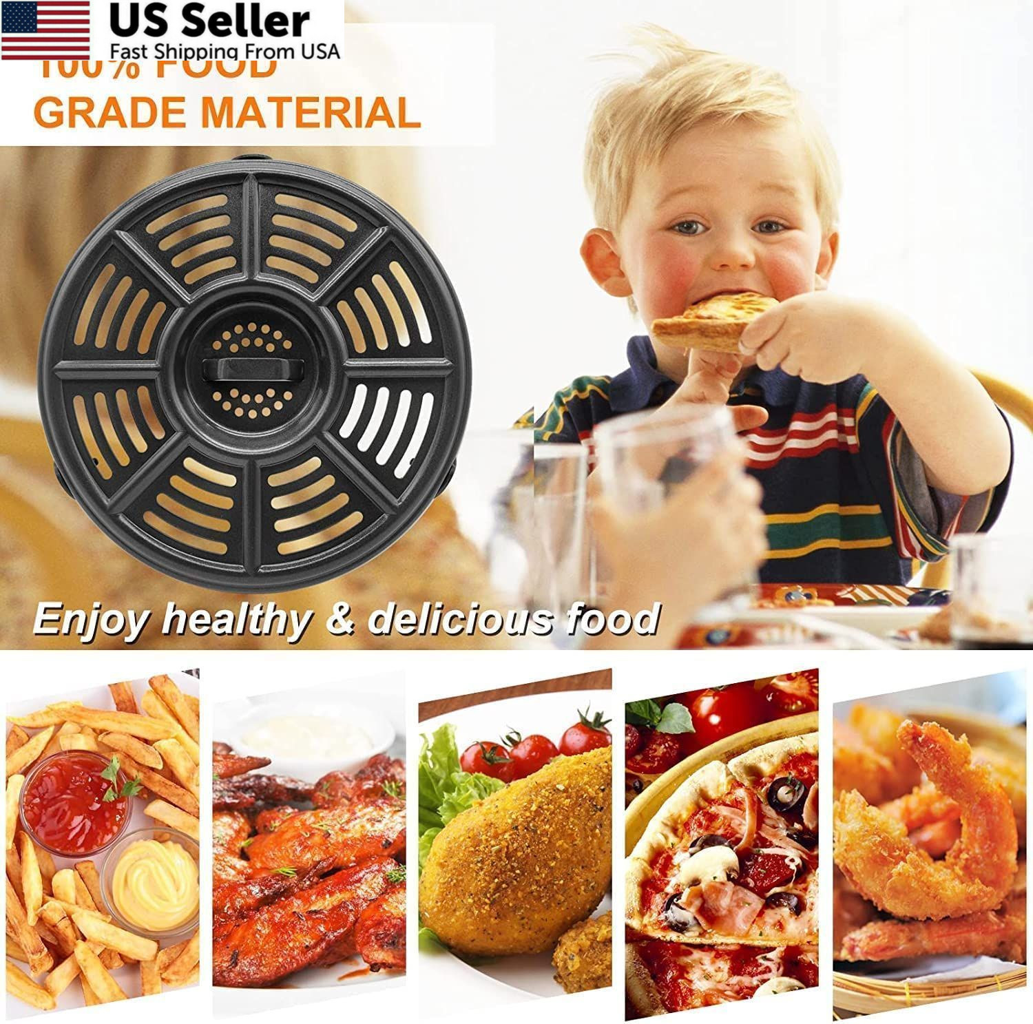 GXF Air Fryer Grill Pan for Ninja 4 QT AF101 5.5 Quart 4QT Ninja, Black