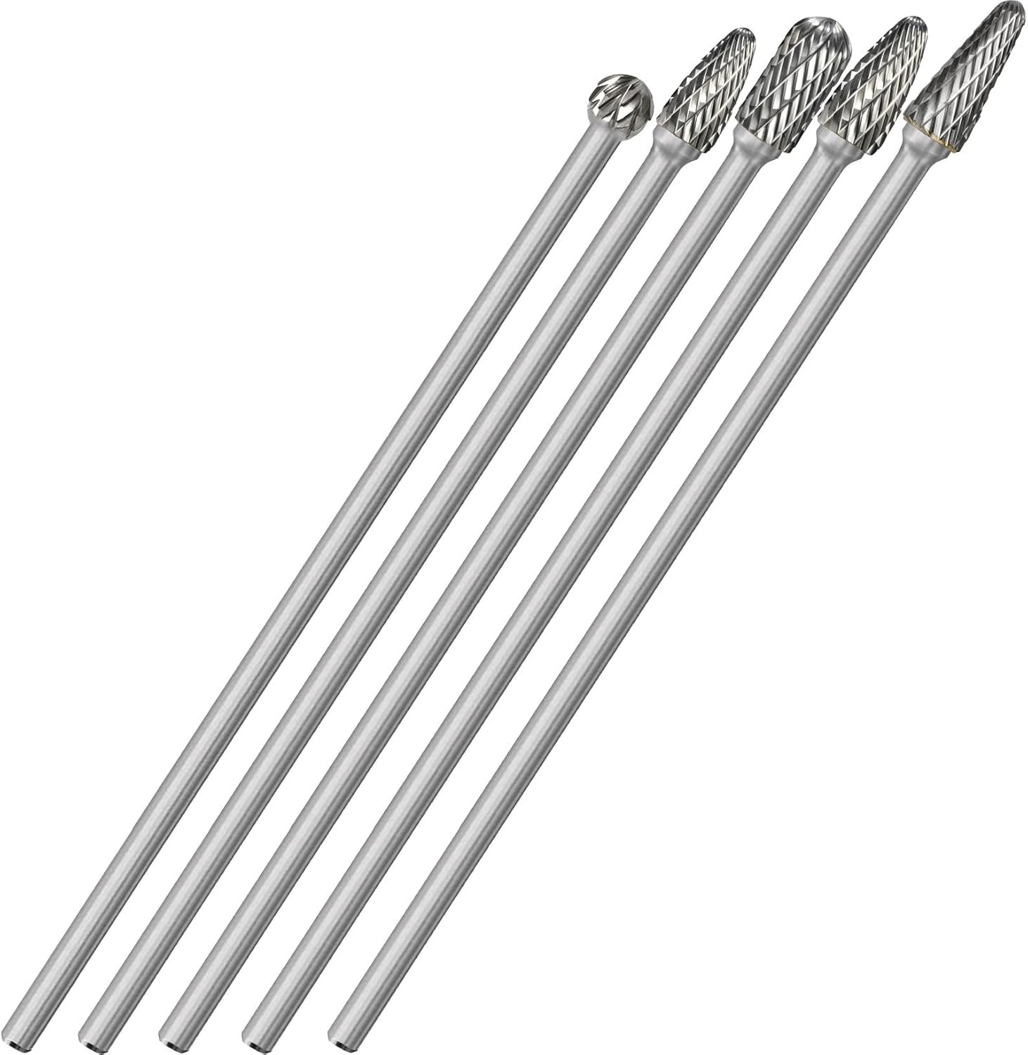 Sworker 5Pcs Long Carbide Burr Set 1/4″ Shank Total L 6.2″ Die Grinder Bits Rota