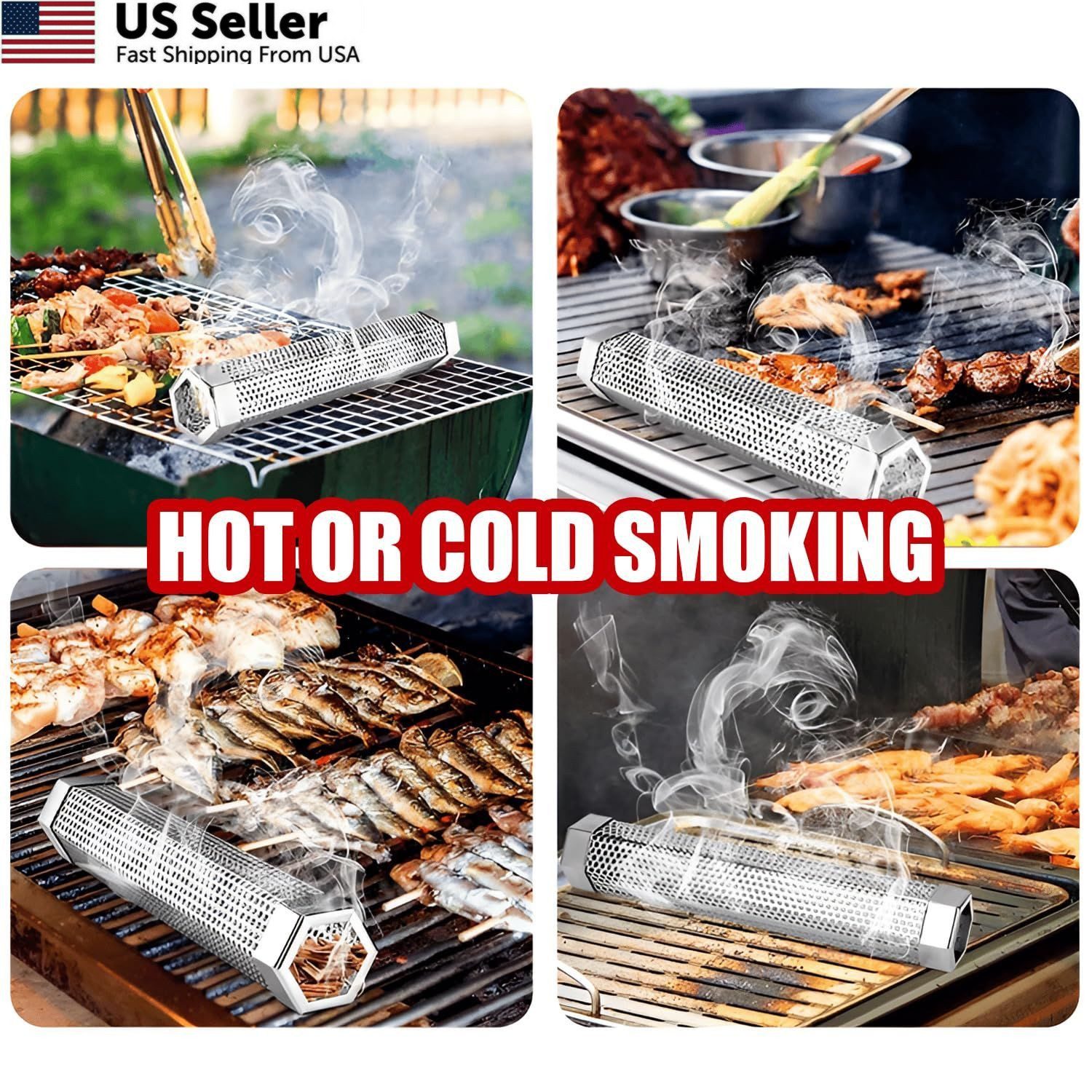 SHIKORI Smoker Tube, Stainless Steel Pellet 6.1*2.16*1.96 in, 6 in