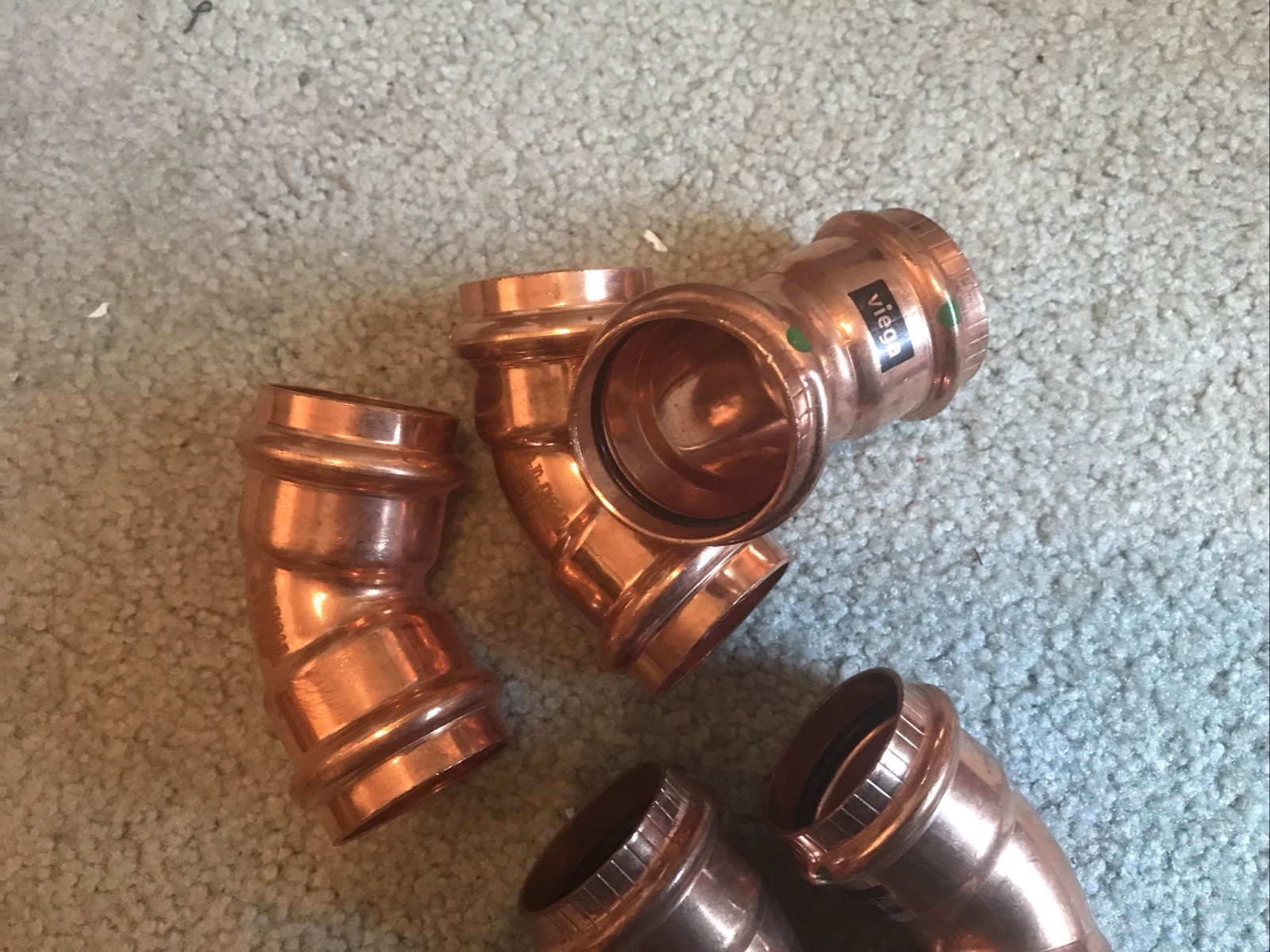 Lot Of 5 VIEGA Streamline NIBCO 45° COPPER ELBOW FITTING, 1 1/4” 03050 Press