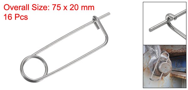 16 Pcs M2 x 75mm Brooch Shape Cotter Safety Pins Steel Quick Lock Fastener