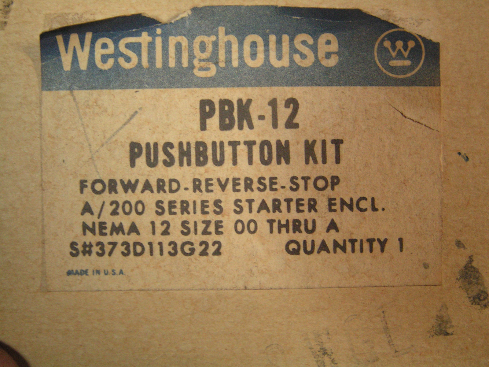 Westinghouse 373D113G22 Push Button Kit «FORWARD-REVERSE-STOP» PBK-12 NEW!!!