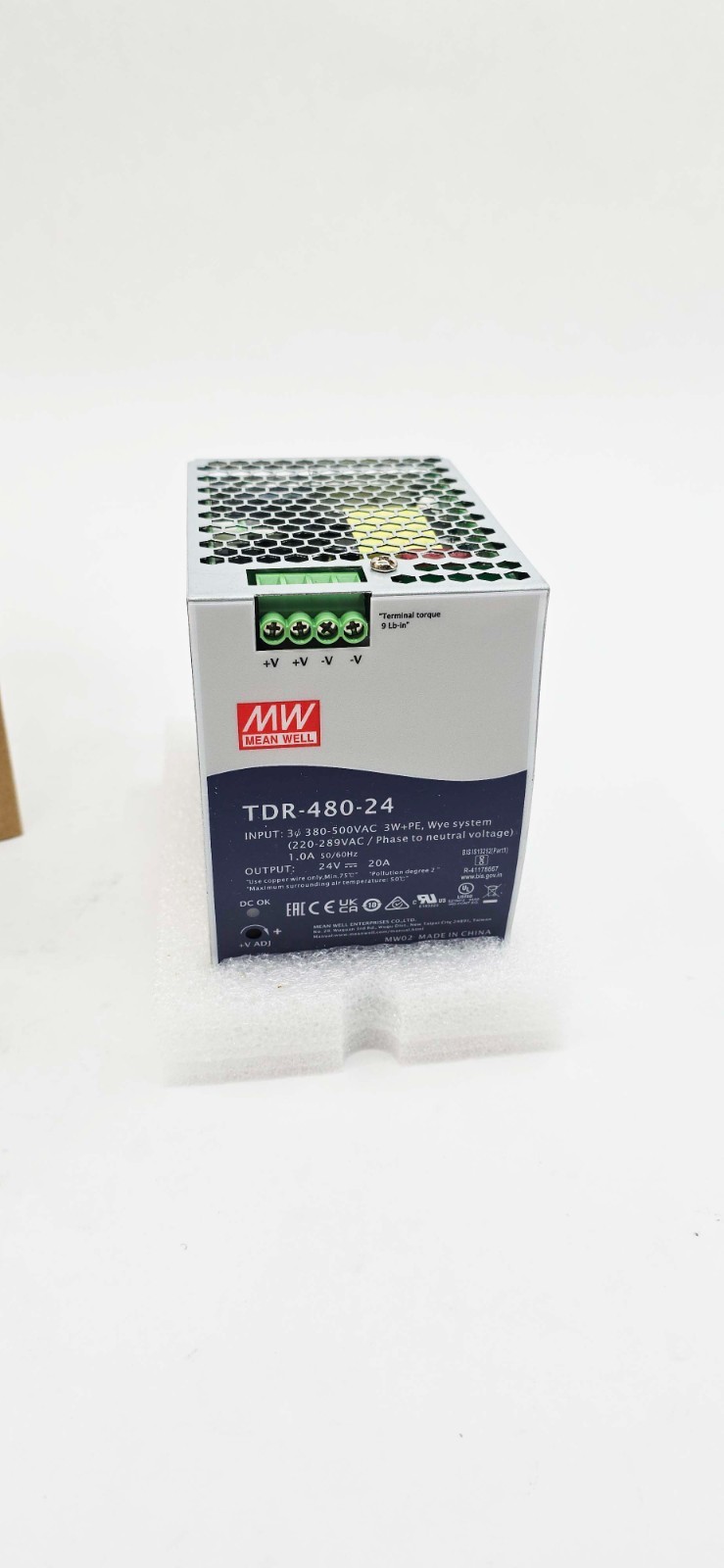 Mean Well TDR-480-24 Single Output Industrial Power Supply 480W 24V – DIN Rail