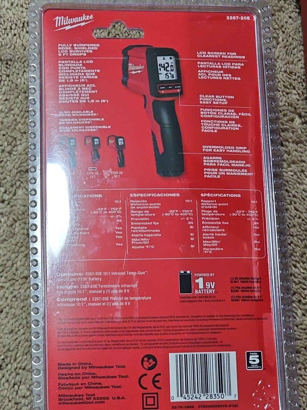 Milwaukee 10:1 Infrared Temperature Temp-Gun 2267-20E Brand NEW