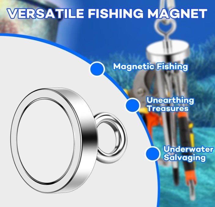 Fishing Magnets strong super neodymium Rare Earth large 300 lbs with Eyebolt 1.9