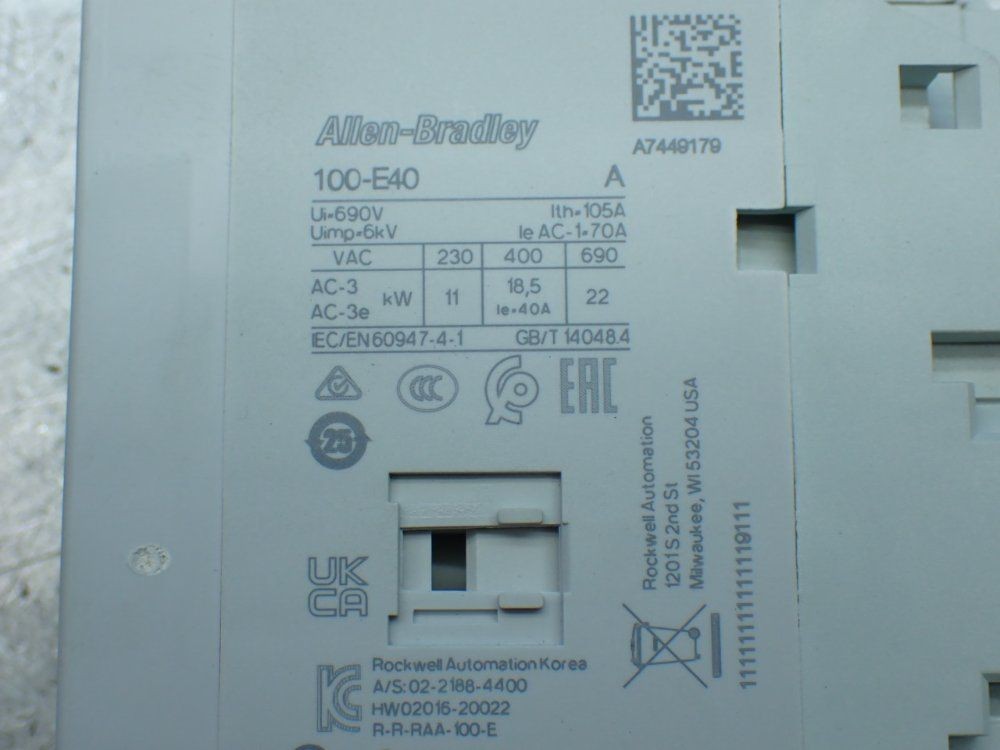 ALLEN-BRADLEY CONTACTOR 100-E40KJ00
