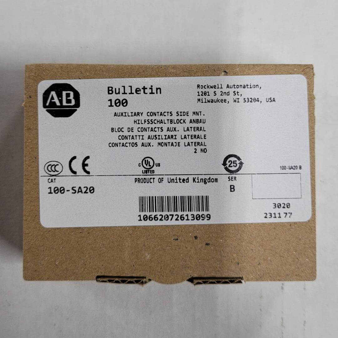 Allen Bradley 100-SA20 Auxiliary Contact Side Mount, 2 NO Contacts