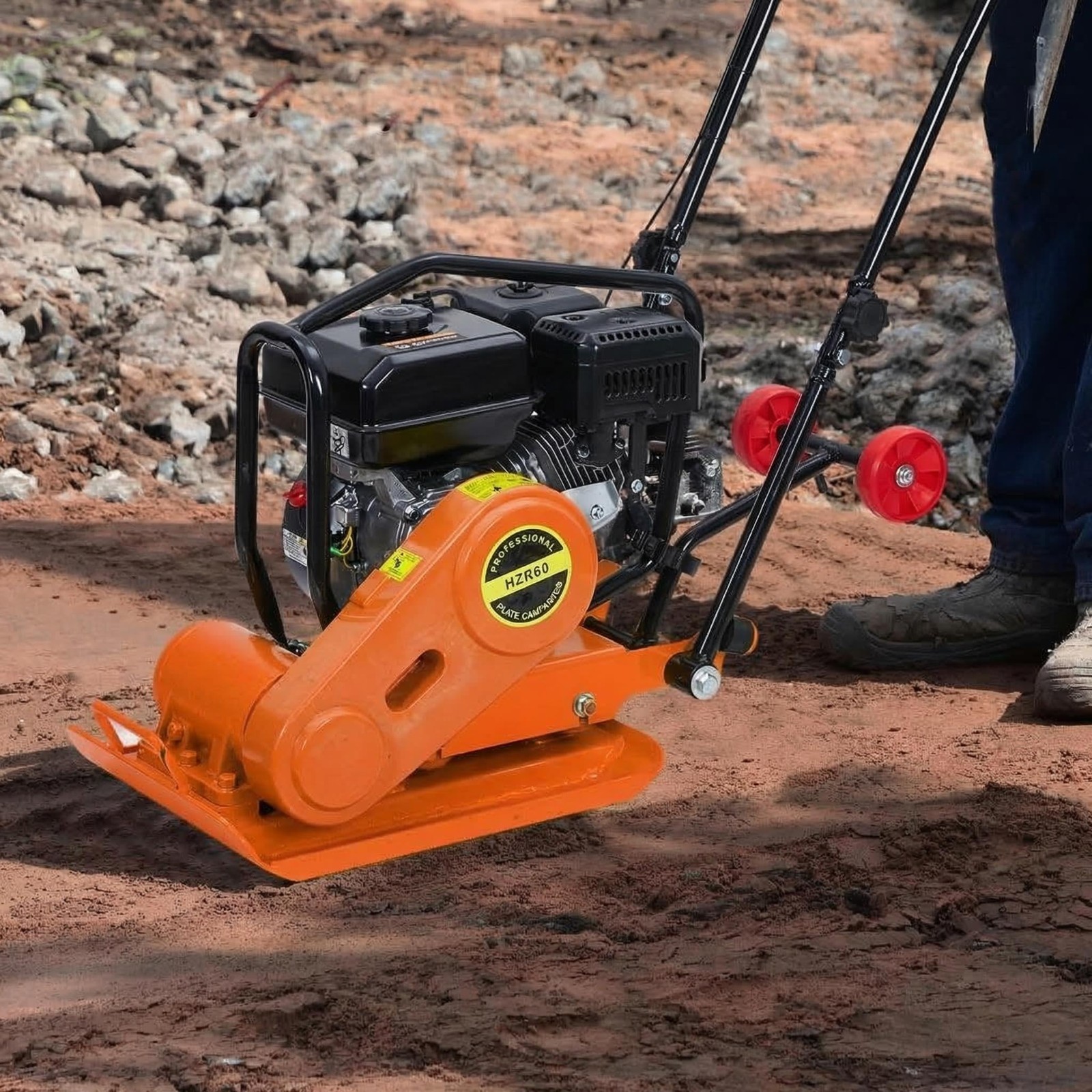7HP Plate Compactor 4200Lbs Force 212CC Gas Engine Jump Jack Compactor 5600 VPM